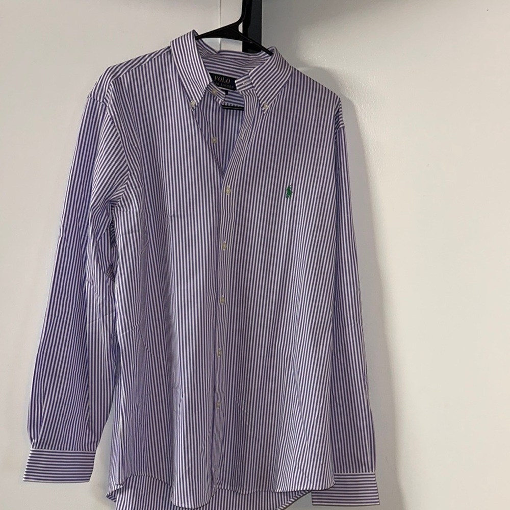 Ralph Lauren Men's purple/blue Striped Shirt Large only worn a couple of times.